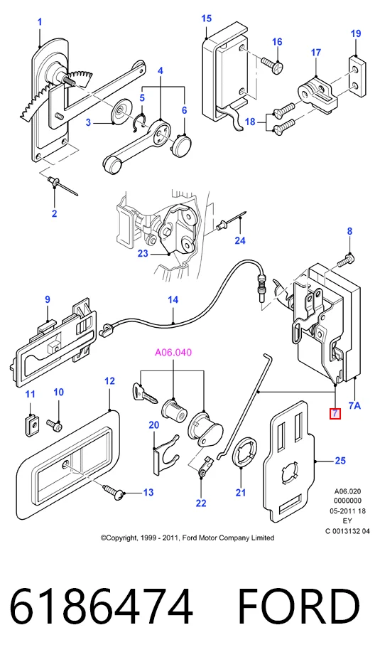 6186474 Ford Замок двері правої передньої