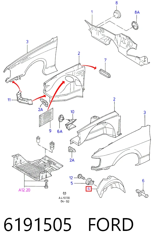 Підкрилок переднього крила, лівий Ford Sierra II седан (GBG, GB4) (1987 - 1993) ціна, від 11.30 USD