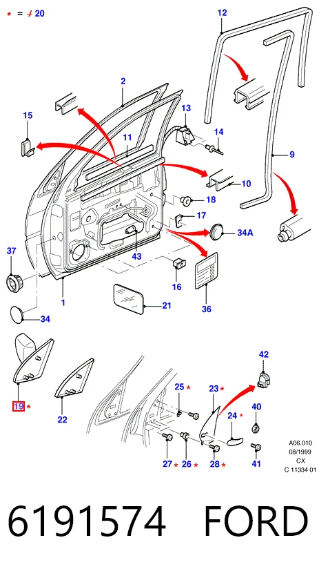  Ліве бокове дзеркало Ford Fiesta 