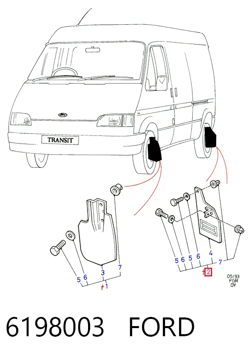 Задні бризковики Ford Transit IV фургон (E) (1994 - 2000) ціна, від 8.77 USD