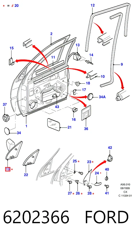 Купити Дзеркало праве Ford Fiesta Mk3 GFJ