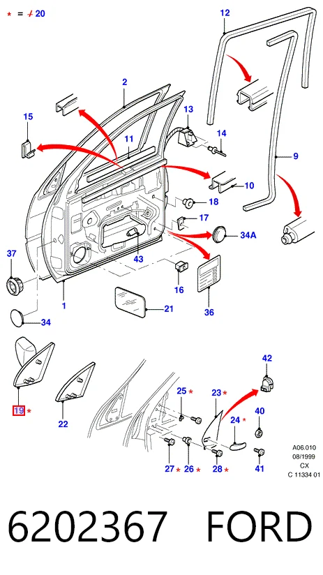 Дзеркало заднього виду, ліве на Ford Fiesta Mk3 GFJ