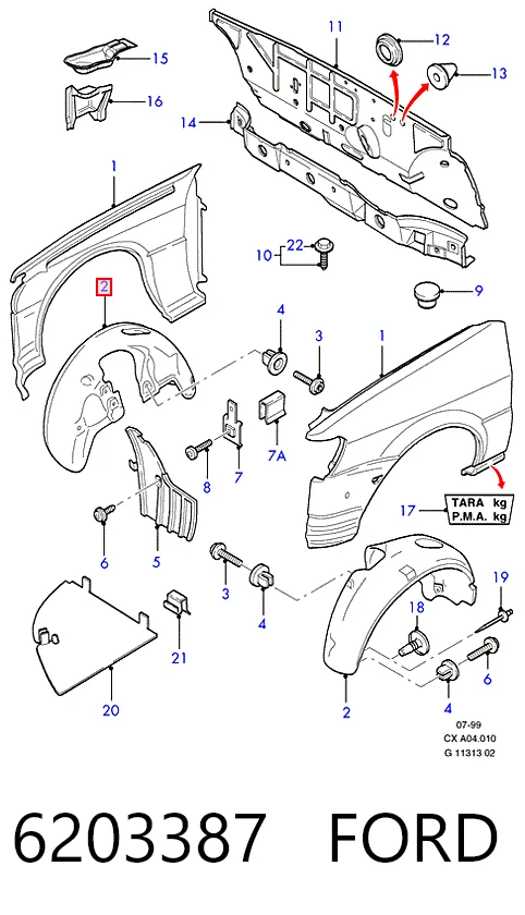 Підкрилок переднього крила, правий на Ford Fiesta Mk3 GFJ