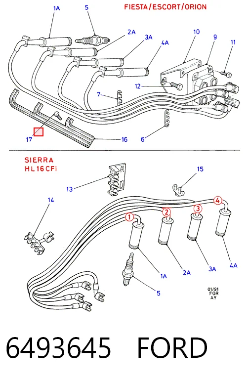 Дроти запалювання Ford Fiesta Mk3 хетчбек (GFJ) (1989 - 1995) ціна, від 22.90 USD