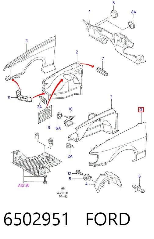 Переднє ліве крило на Ford Sierra II GBC,GBG