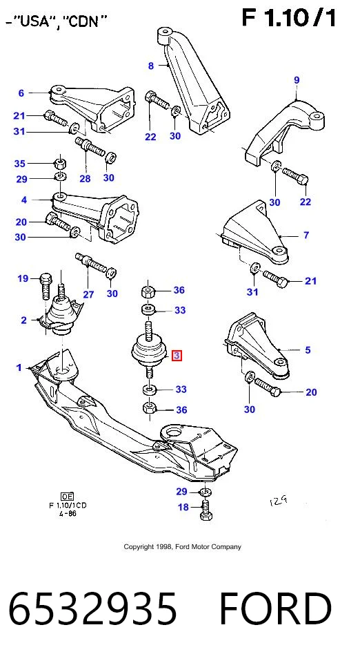 Ліва подушка двигуна Ford Sierra I хетчбек (GBC) (1982 - 1987) ціна, від 15.69 USD
