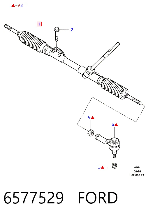 6577529 Ford Рейковий рульовий механізм