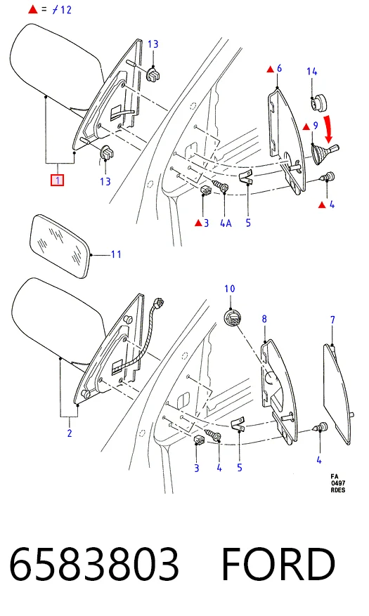  Ліве бокове дзеркало Ford Escort 5