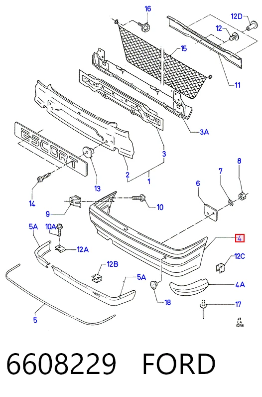 Кожух бампера заднього Ford Escort V хетчбек (GAL) (1990 - 1992) ціна, від 40.53 USD
