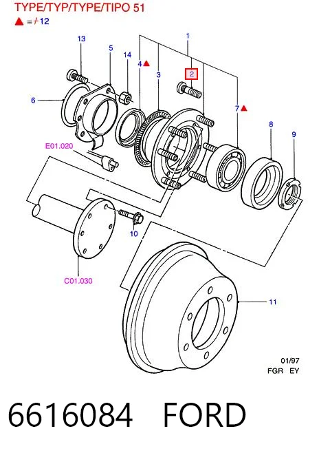 Купити T104529 Ford Шпилька колісна, задня