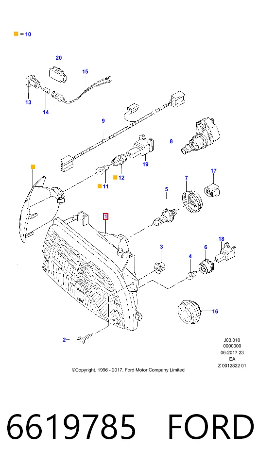 Фара дальнього світла в зборі на Ford Escort V GAL