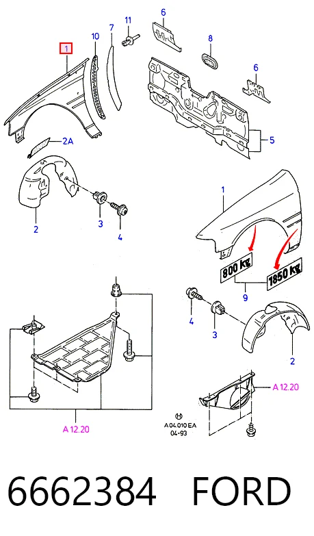  Крило переднє ліве Ford Escort 5