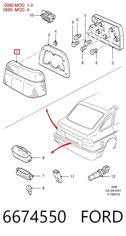 Купити Задня права фара Ford Escort V GAL