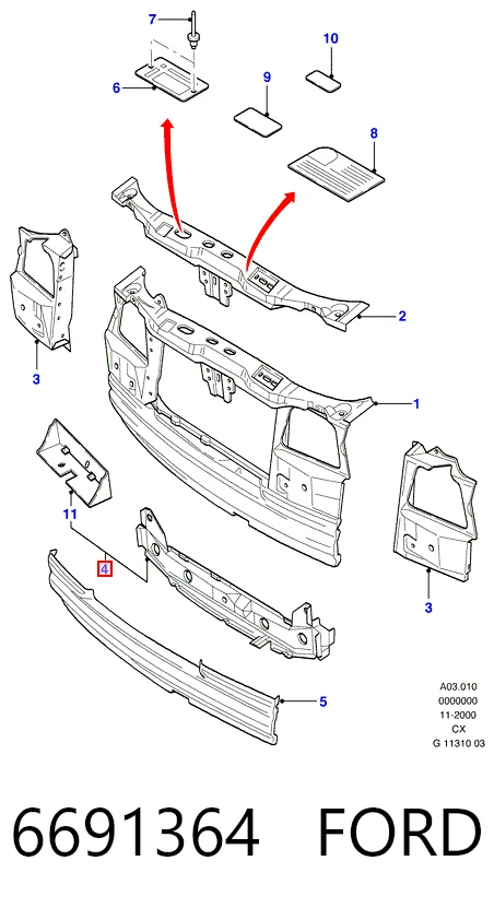 Балка бампера переднього на Ford Fiesta Mk3 GFJ