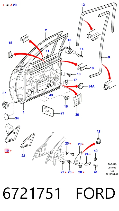Купити Ліве бокове дзеркало Ford Fiesta Mk3 GFJ