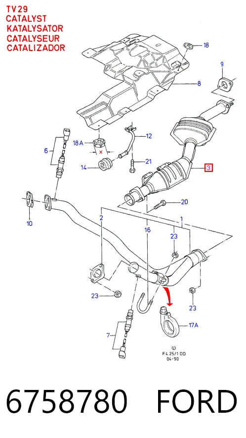 Каталітичний нейтралізатор відпрацьованих газів на Ford Sierra II GBC,GBG