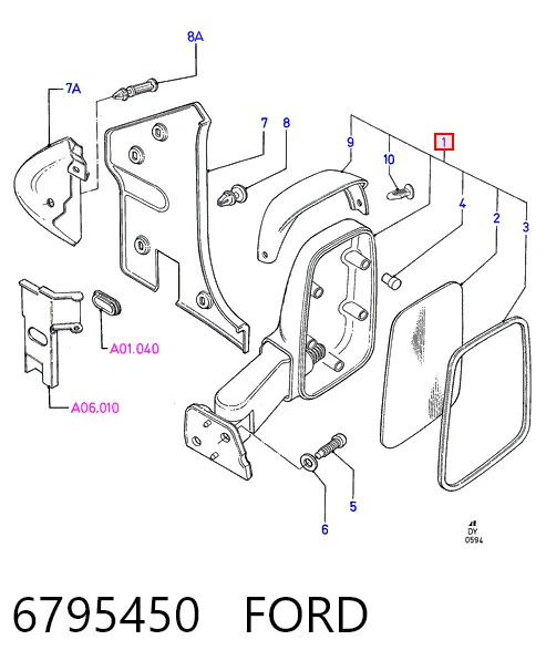 Праве бічне дзеркало Ford Transit IV фургон (T) (1985 - 1992) ціна, від 32.77 USD