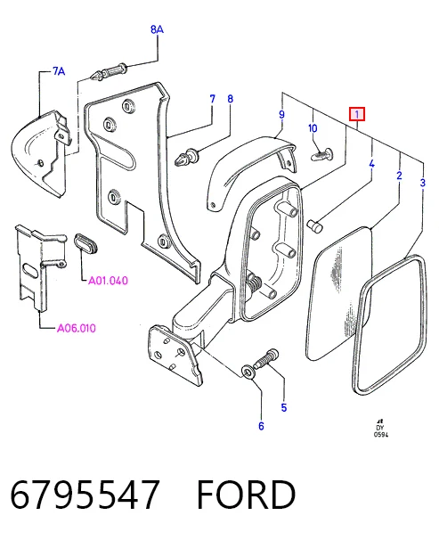 Ліве бічне дзеркало Ford Transit IV фургон (T) (1985 - 1992) ціна, від 34.08 USD