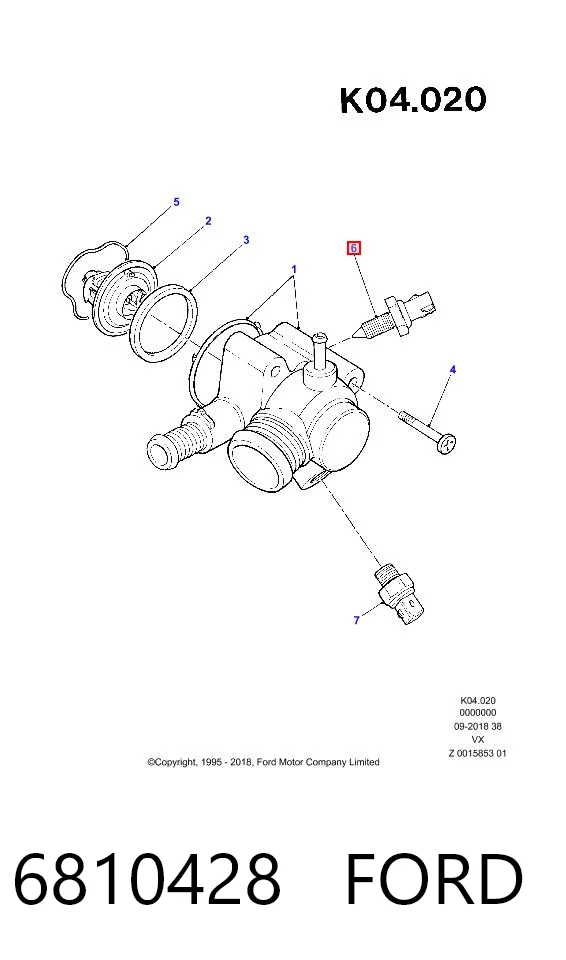 6810428 Ford Покажчик температури охолоджуючої рідини