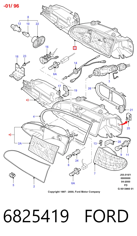 Фари Ford Mondeo I хетчбек (GBP) (1993 - 1996) ціна, від 75.33 USD