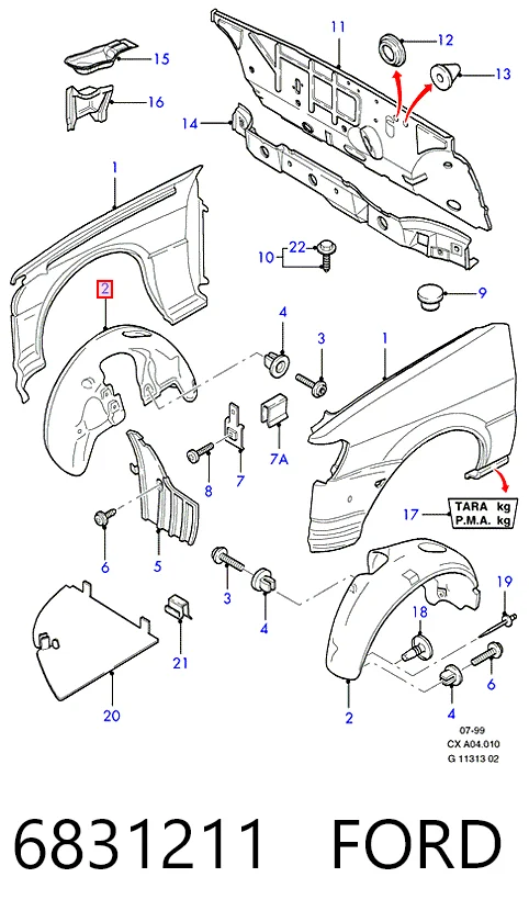 Купити Підкрилок передній правий Ford Fiesta Mk3 GFJ