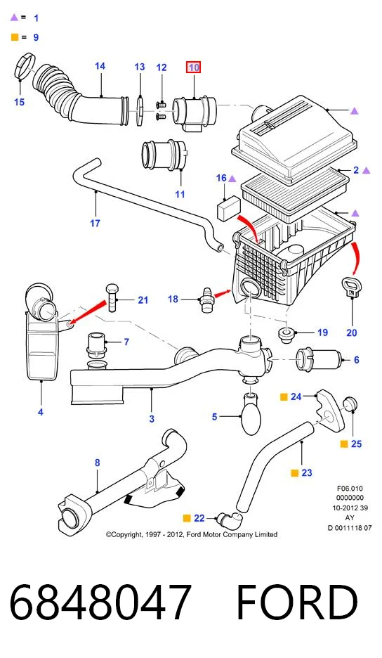 6848047 Ford Датчик витрати повітря