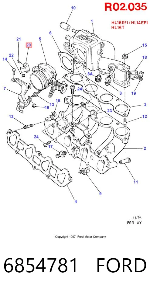 6854781 Ford Датчик положення дросельної заслінки (потенціометр)