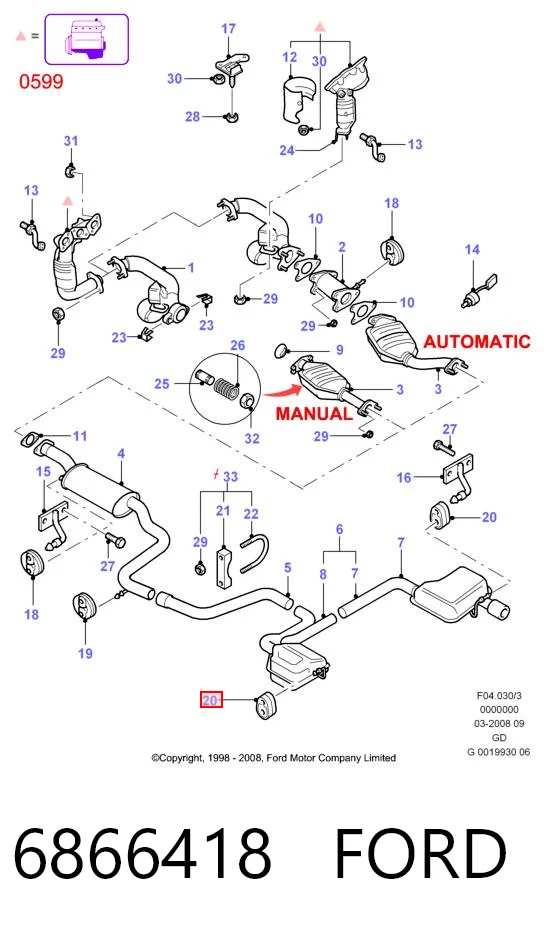 6866418 Ford Кронштейн кріплення глушника
