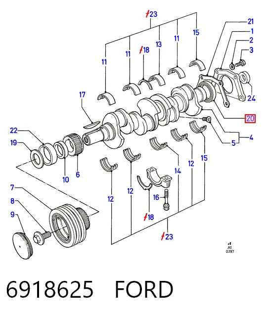 Сальник коленвала двигуна, задній Ford Transit IV