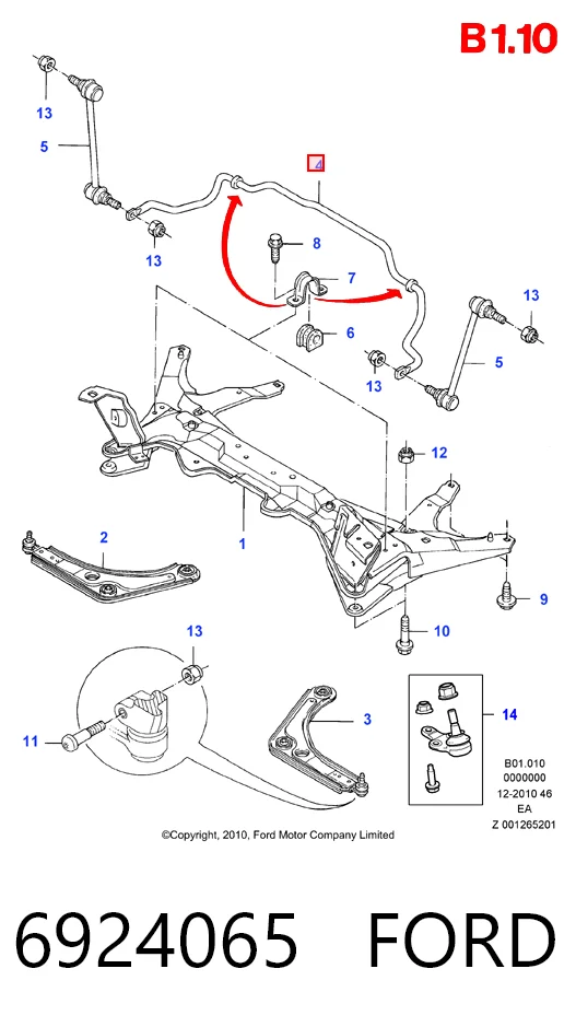 6924065 Ford Стабілізатор передньої підвіски
