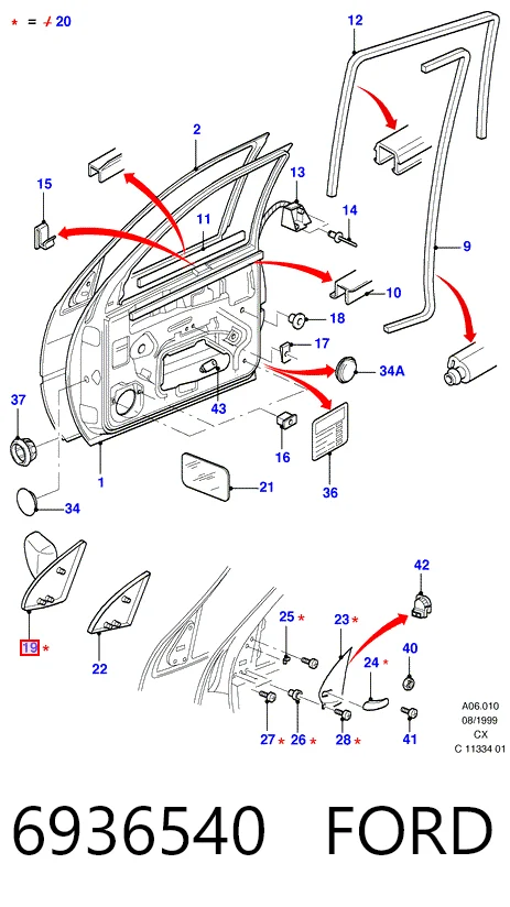  Ліве бокове дзеркало Ford Fiesta 