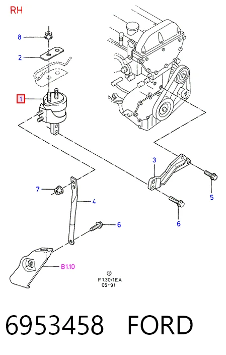 Права подушка двигуна Ford Escort V хетчбек (GAL) (1990 - 1992) ціна, від 27.88 USD