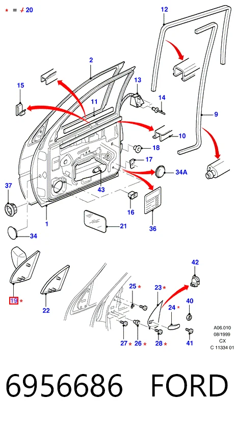 Купити Дзеркало праве Ford Fiesta Mk3 GFJ