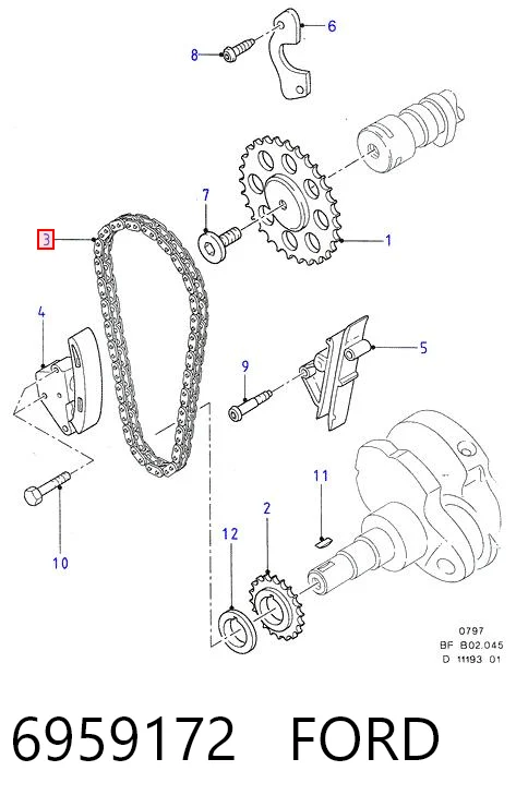 Ланцюг приводу распредвала на Ford Sierra II GBG, GB4