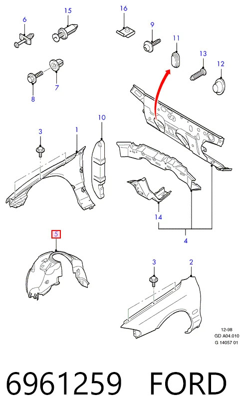 Підкрилок передній лівий на Ford Mondeo II BFP