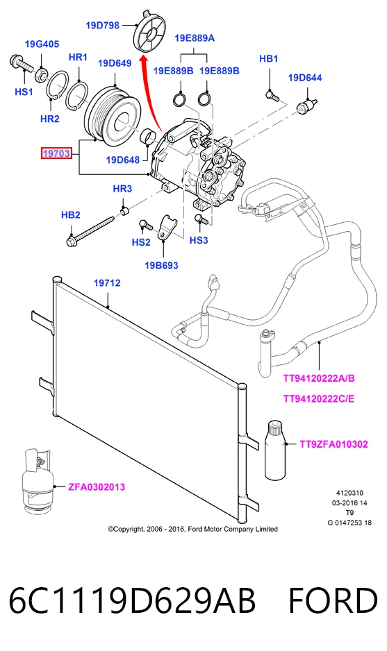 6C1119D629AB Ford Компресор холодоагенту