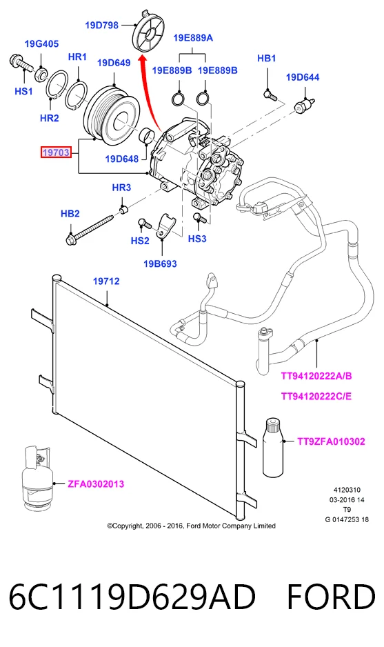 6C1119D629AD Ford Компресор холодоагенту
