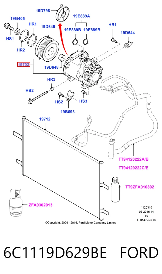 6C1119D629BE Ford Компресор холодоагенту