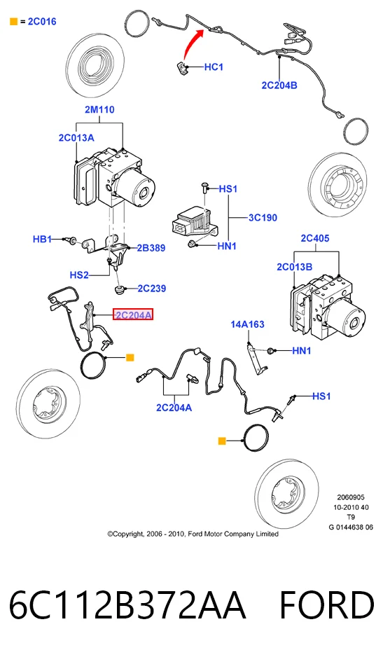 6C112B372AA Ford Датчик АБС