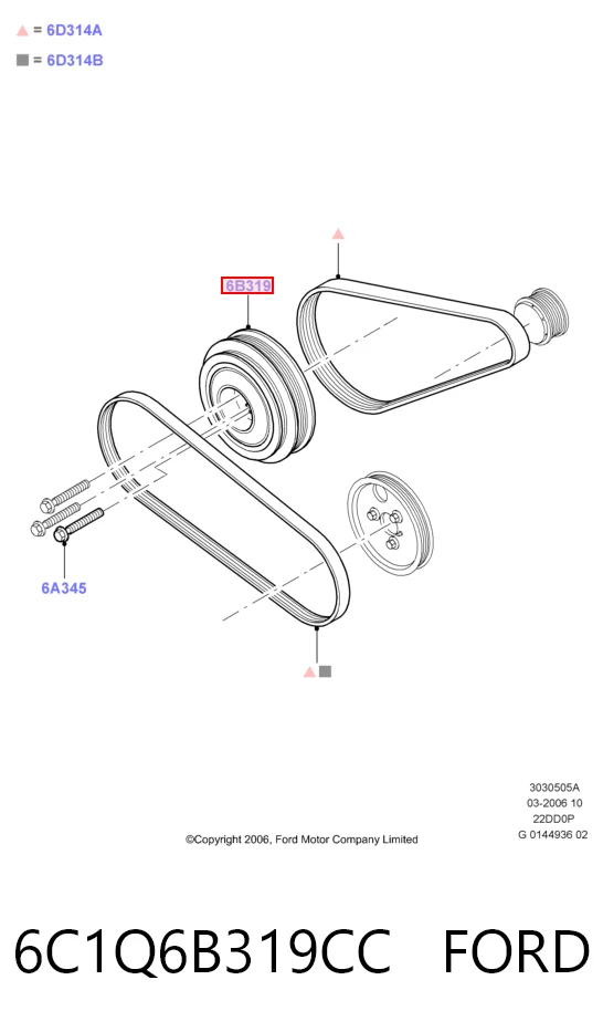 6C1Q6B319CC Ford Демпфер колінвалу