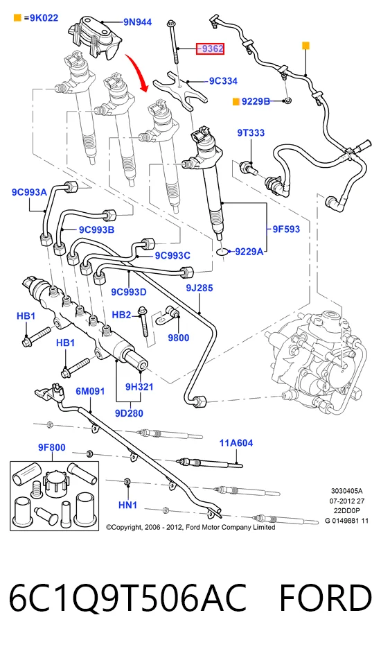 Купити 9659327680 Fiat/Alfa/Lancia Болт кріплення форсунки