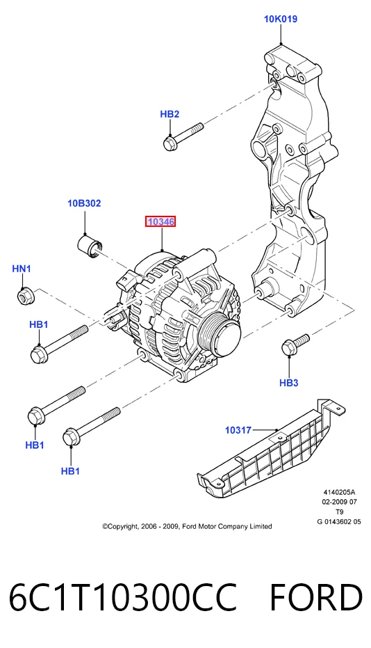 6C1T10300CC Ford Авто генератор