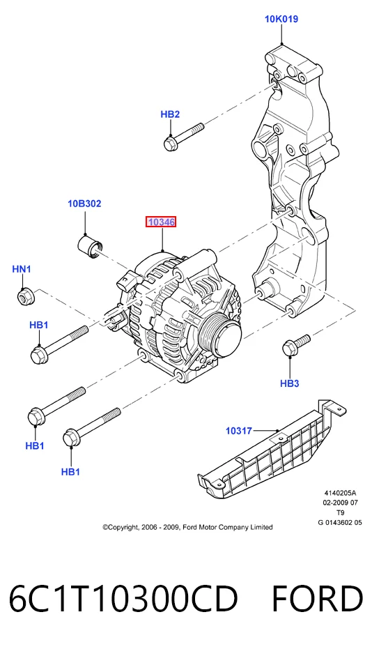 6C1T10300CD Ford Авто генератор