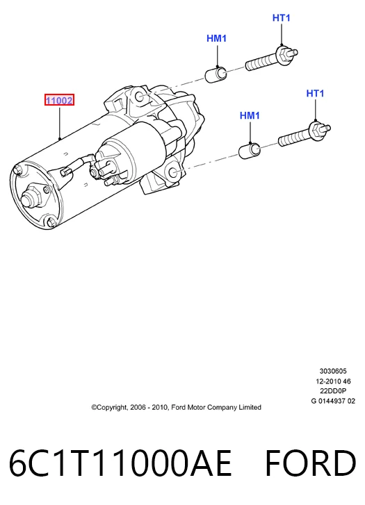 6C1T11000AE Ford Стартер двигуна