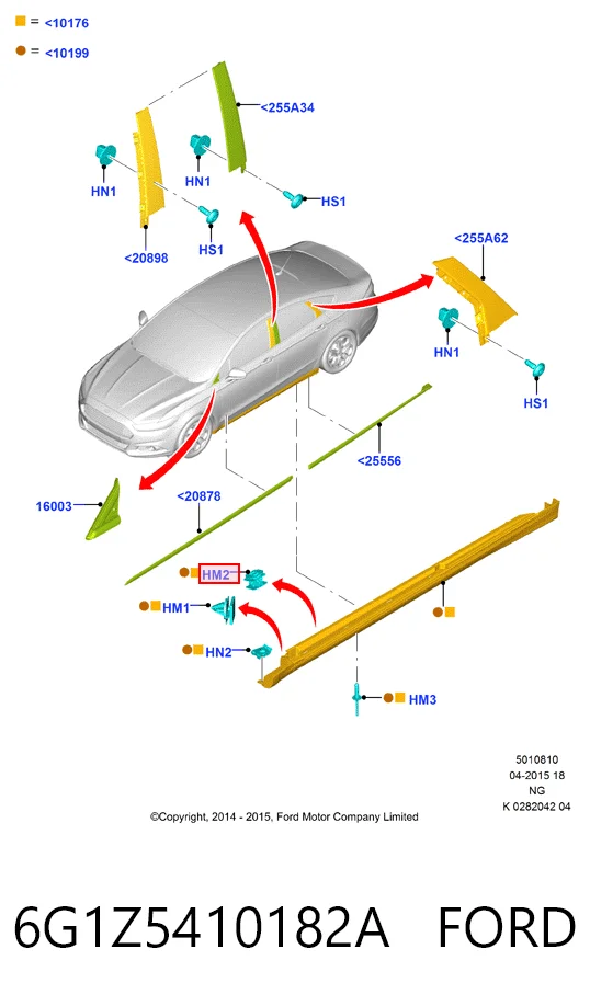 6G1Z5410182A Ford Кліпса кріплення накладок порогів