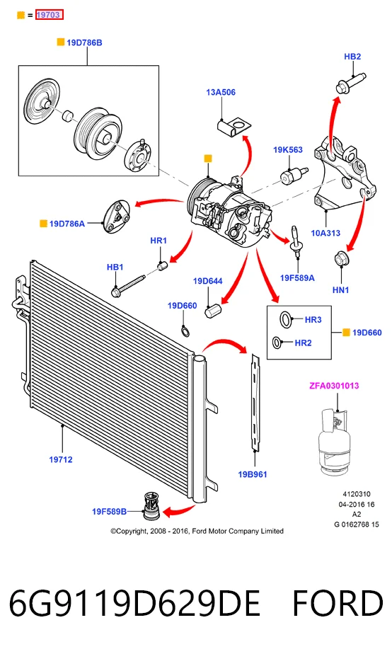 6G9119D629DE Ford Компресор холодоагенту