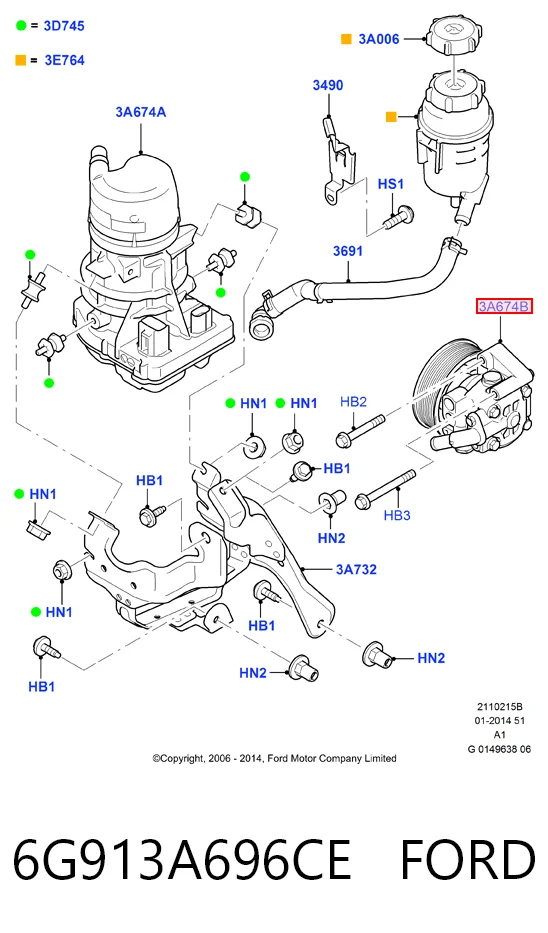 6G913A696CE Ford Насос гідропідсилювача