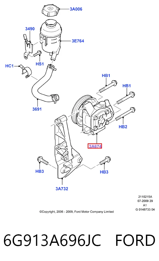 6G913A696JC Ford Насос гідропідсилювача