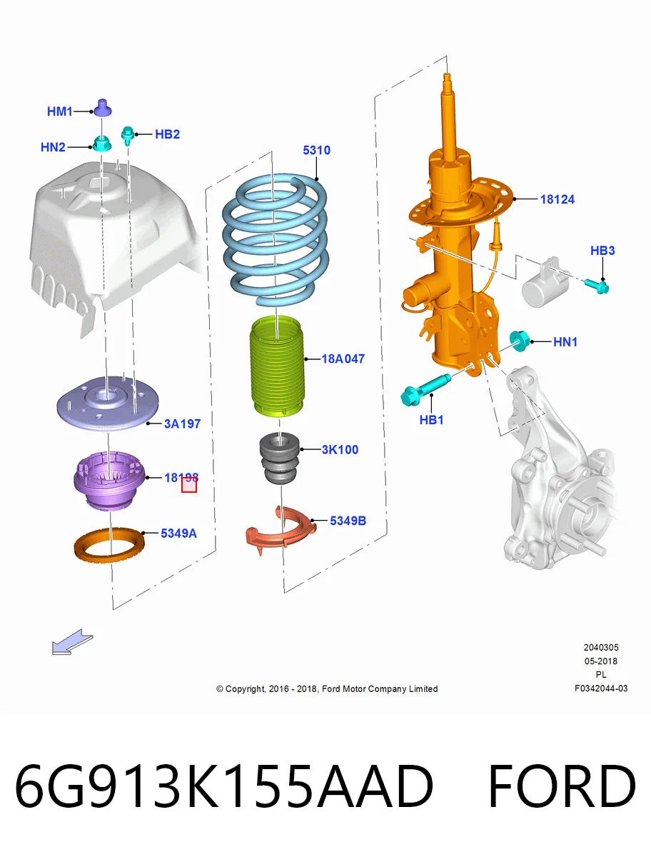 6G913K155AAD Ford Підшипник опори амортизатора