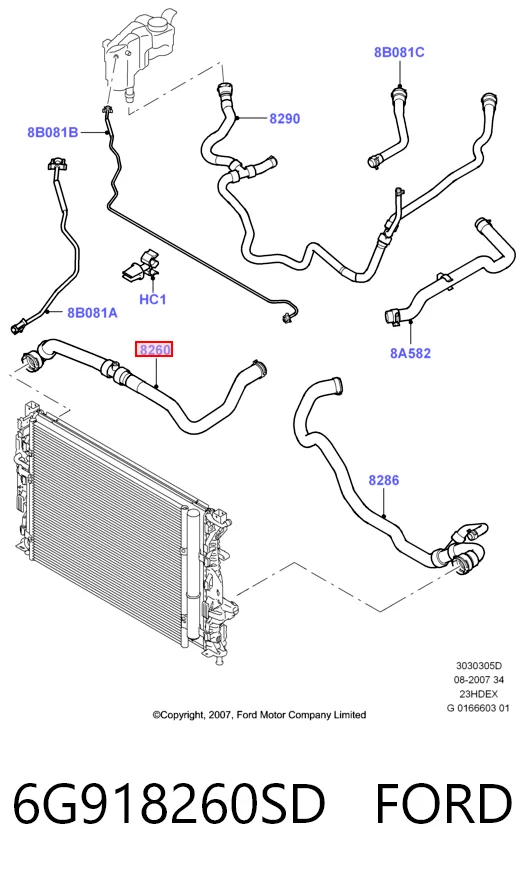 6G918260SD Ford Шланги системи охолодження